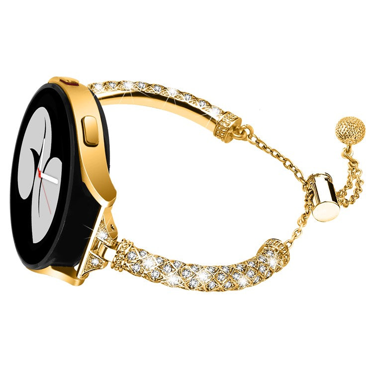 20mm Watch Band for Samsung Galaxy Watch6 40mm 44mm / Watch6 Classic 43mm 47mm / Watch 5 40mm 44mm / Watch4 40mm 44mm , Rhinestone Decor Copper Bracelet - Gold