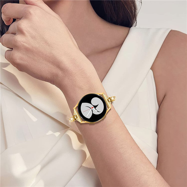 20mm Watch Band for Samsung Galaxy Watch6 40mm 44mm / Watch6 Classic 43mm 47mm / Watch 5 40mm 44mm / Watch4 40mm 44mm , Rhinestone Decor Copper Bracelet - Gold