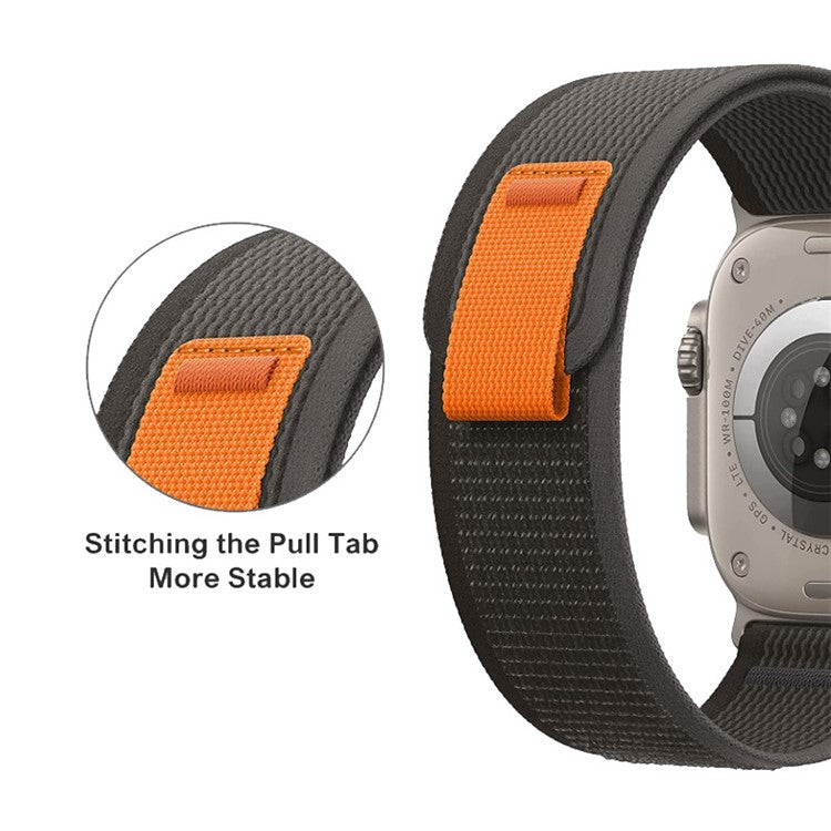 For Apple Watch Series 10 46mm / Ultra 2 Ultra 49mm /  Series 9 8 7 45mm / 6 5 4 SE (2023) SE (2022) SE 44mm / 3 2 1 42mm Canvas Watch Strap Breathable Watchband - Grey / Green / Orange