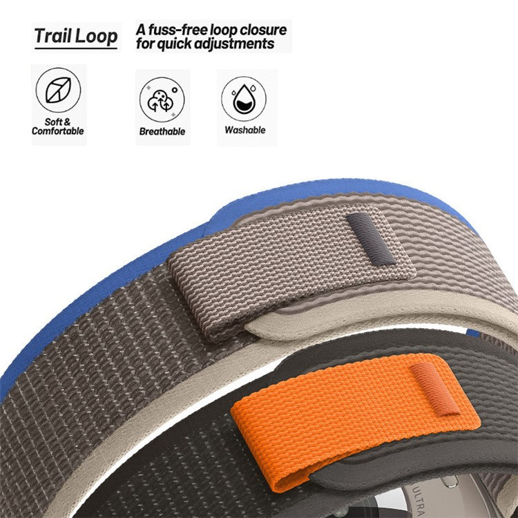 For Apple Watch Series 10 46mm / Ultra 2 Ultra 49mm /  Series 9 8 7 45mm / 6 5 4 SE (2023) SE (2022) SE 44mm / 3 2 1 42mm Canvas Watch Strap Breathable Watchband - Grey / Green / Orange