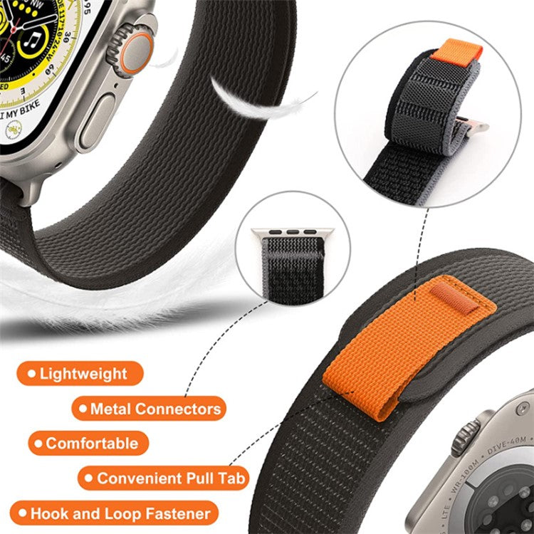 For Apple Watch Series 10 46mm / Ultra 2 Ultra 49mm /  Series 9 8 7 45mm / 6 5 4 SE (2023) SE (2022) SE 44mm / 3 2 1 42mm Canvas Watch Strap Breathable Watchband - Grey / Green / Orange