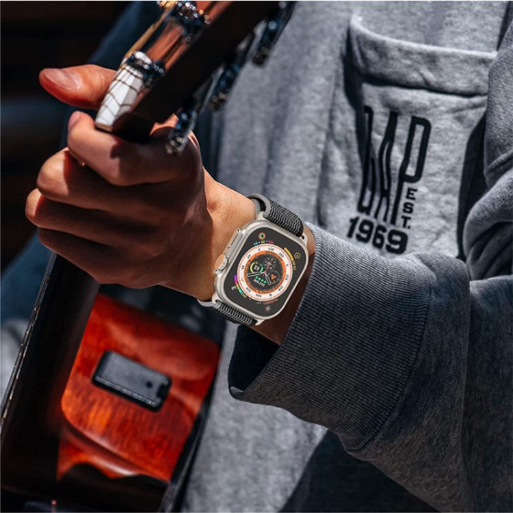 For Apple Watch Series 10 46mm / Ultra 2 Ultra 49mm /  Series 9 8 7 45mm / 6 5 4 SE (2023) SE (2022) SE 44mm / 3 2 1 42mm Canvas Watch Strap Breathable Watchband - Grey / Green / Orange