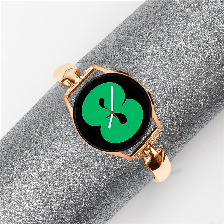 20mm Watch Band for Samsung Galaxy Watch 6 40mm 44mm , D-shaped Rhinestone Decor Copper Bracelet - Rose Gold