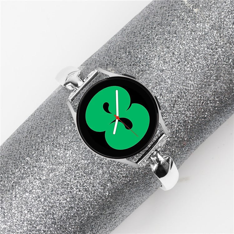 20mm Watch Band for Samsung Galaxy Watch6 40mm 44mm / Watch6 Classic 43mm 47mm / Watch 5 40mm 44mm / Watch4 40mm 44mm , Rhinestone Decor Metal Copper Strap - Silver