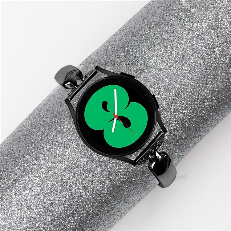 20mm Metal Watch Band for Samsung Galaxy Watch Active / Active2 40mm 44mm , Rhinestone Decor Bracelet Copper Wristband - Black