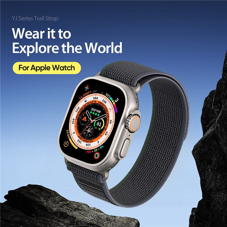 DUX DUCIS YJ Series Wristband for Apple Watch Series 10 42mm / 9 8 7 41mm / SE (2023) SE (2022) SE 6 5 4 40mm / 3 2 1 38mm Nylon Loop Watch Strap - Blue+Black