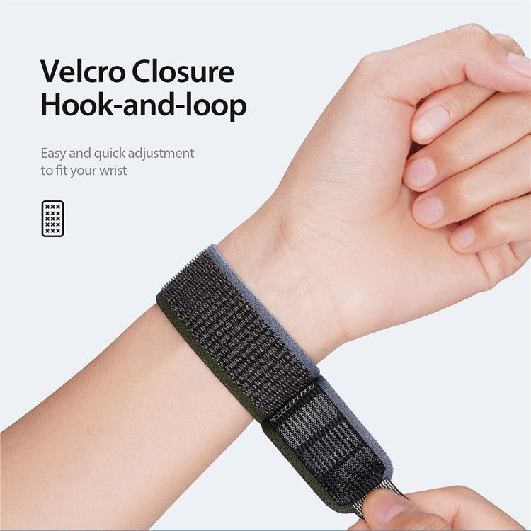 DUX DUCIS YJ Series Wristband for Apple Watch Series 10 42mm / 9 8 7 41mm / SE (2023) SE (2022) SE 6 5 4 40mm / 3 2 1 38mm Nylon Loop Watch Strap - Blue+Black