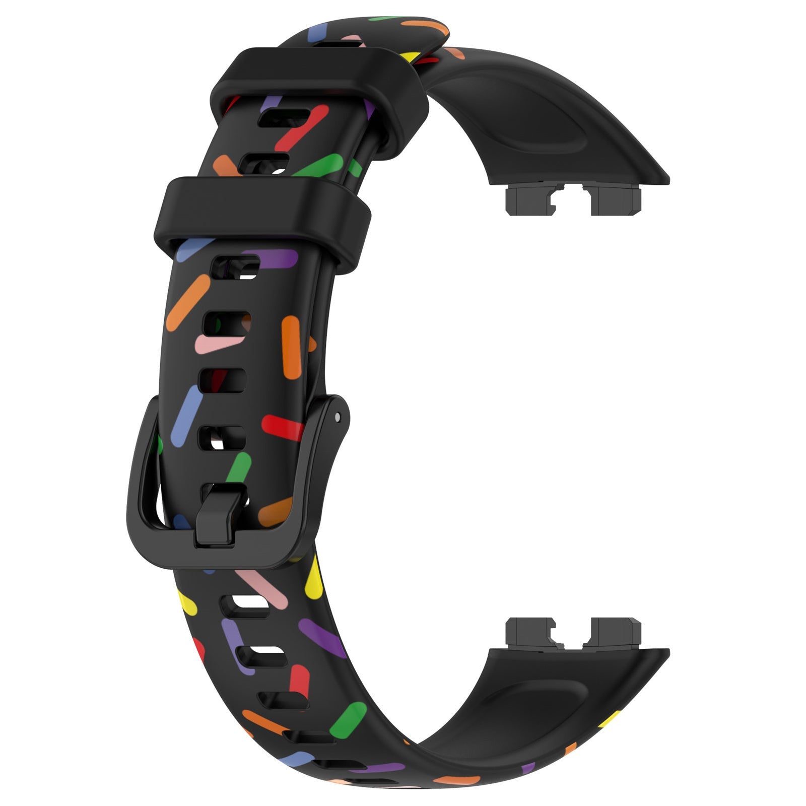 Uniqkart for Huawei Band 7 Colorful Spotted Silicone Strap Replacement Watch Band - Black