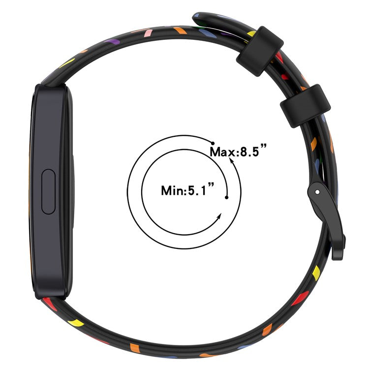 For Huawei Band 8 / Band 8 NFC / Band 9 / Band 9 NFC Colorful Spotted Silicone Strap Replacement Watch Band - Black