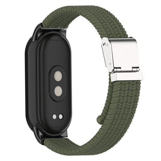 For Xiaomi Smart Band 9 NFC / 9 / 8 NFC / 8 Braided Nylon Watch Band Adjustable Buckle Elastic Strap - Dark Green