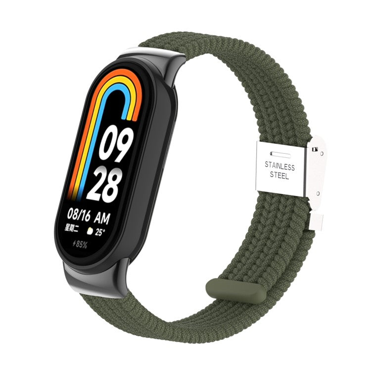 For Xiaomi Smart Band 9 NFC / 9 / 8 NFC / 8 Braided Nylon Watch Band Adjustable Buckle Elastic Strap - Dark Green