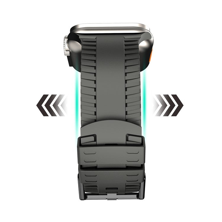 For Apple Watch Series 10 46mm / Ultra 2 Ultra 49mm /  Series 9 8 7 45mm / 6 5 4 SE (2023) SE (2022) SE 44mm / 3 2 1 42mm Tire Textured Watchband Silicone Watch Strap - Midnight Color