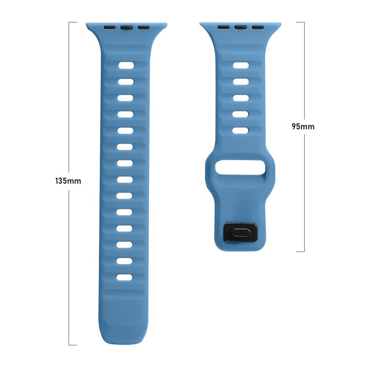 Watch Strap for Apple Watch Series 10 42mm / 9 8 7 41mm / SE (2023) SE (2022) SE 6 5 4 40mm / 3 2 1 38mm Watch Strap Silicone Wrist Band with Square Buckle - Red