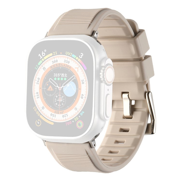 For Apple Watch Series 10 46mm / Ultra 2 Ultra 49mm /  Series 9 8 7 45mm / 6 5 4 SE (2023) SE (2022) SE 44mm / 3 2 1 42mm Silicone Strap Dual Loop Watch Band - Starlight
