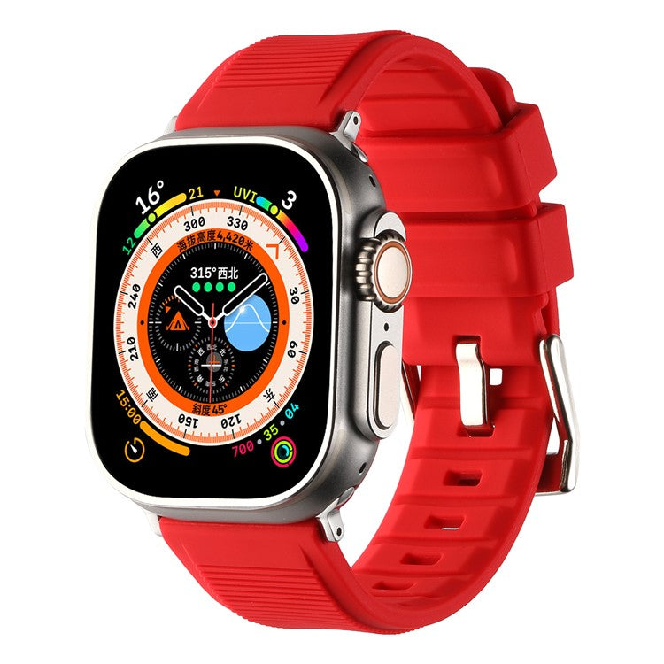Watch Strap for Apple Watch Series 10 42mm / 9 8 7 41mm / SE (2023) SE (2022) SE 6 5 4 40mm / 3 2 1 38mm Silicone Dual Loop Watch Band - Red
