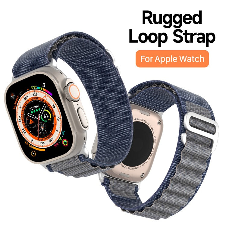 DUX DUCIS GS Series Strap for Apple Watch Series 10 46mm / Ultra 2 / Ultra 49mm / 9 8 7 45mm / SE (2023) SE (2022) SE 6 5 4 44mm / 3 2 1 42mm Polyester Band - Blue