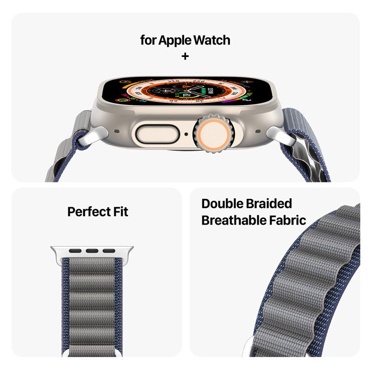 DUX DUCIS GS Series Strap for Apple Watch Series 10 46mm / Ultra 2 / Ultra 49mm / 9 8 7 45mm / SE (2023) SE (2022) SE 6 5 4 44mm / 3 2 1 42mm Polyester Band - Blue