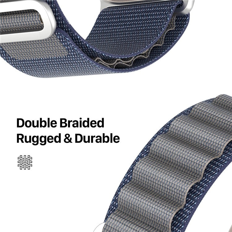 DUX DUCIS GS Series Strap for Apple Watch Series 10 46mm / Ultra 2 / Ultra 49mm / 9 8 7 45mm / SE (2023) SE (2022) SE 6 5 4 44mm / 3 2 1 42mm Polyester Band - Blue
