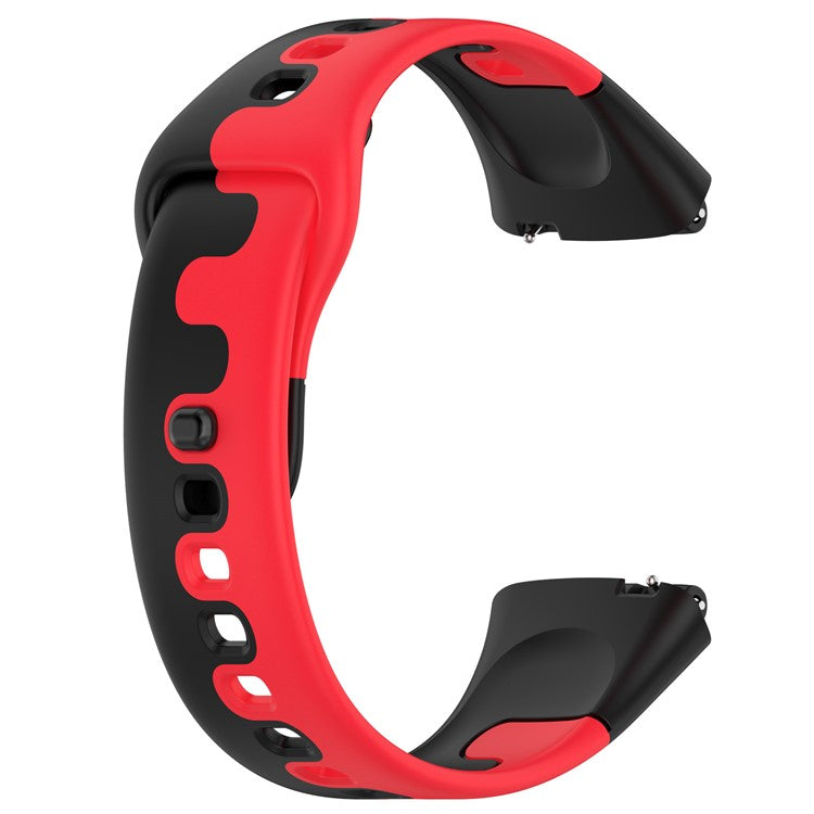 Watch Strap for Xiaomi Redmi Watch 3 Lite / Watch 3 Active Double Color Splicing Replacement Silicone Watchband - Black+Red