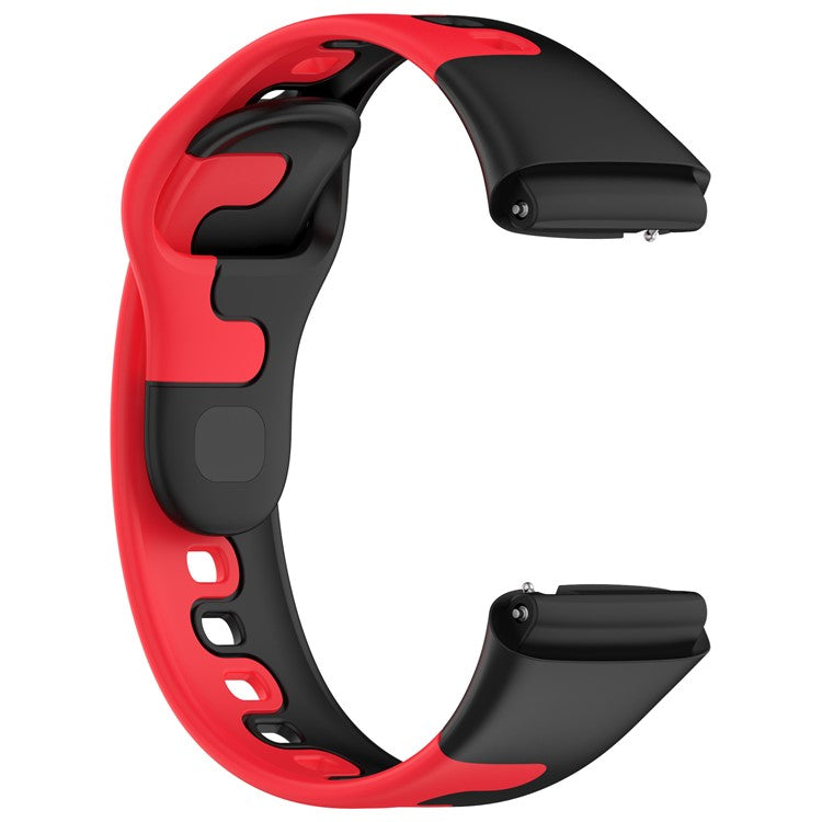 Watch Strap for Xiaomi Redmi Watch 3 Lite / Watch 3 Active Double Color Splicing Replacement Silicone Watchband - Black+Red