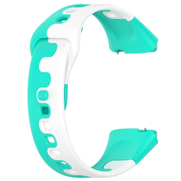 Watch Strap for Xiaomi Redmi Watch 3 Lite / Watch 3 Active Double Color Splicing Replacement Silicone Watchband - Cyan+White