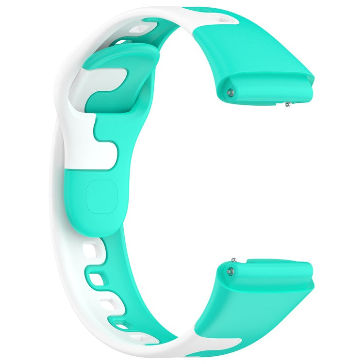 Watch Strap for Xiaomi Redmi Watch 3 Lite / Watch 3 Active Double Color Splicing Replacement Silicone Watchband - Cyan+White
