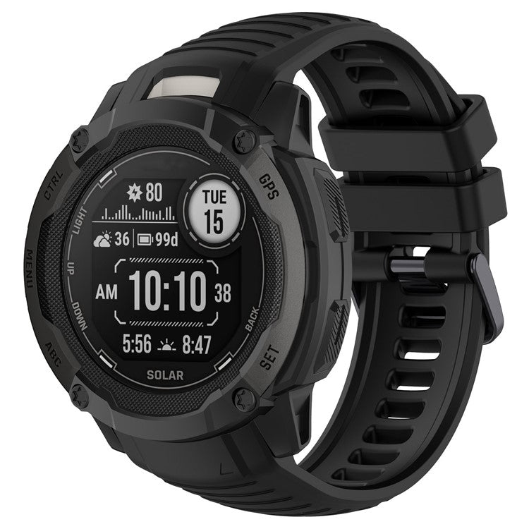 Sports Watch Band for Garmin Instinct 2X , 22mm Replacement Silicone Strap - Black