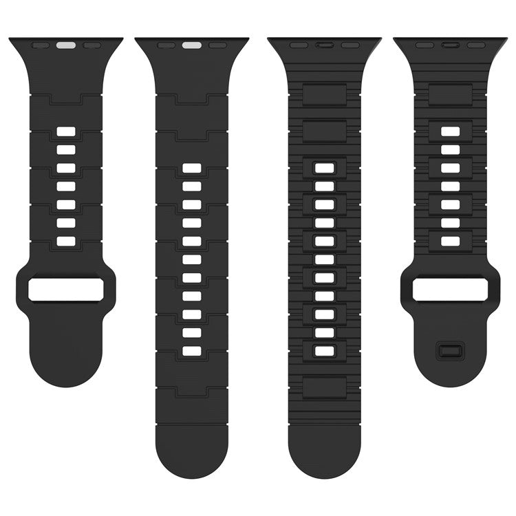 For Apple Watch Series 10 46mm / Ultra 2 Ultra 49mm /  Series 9 8 7 45mm / 6 5 4 SE (2023) SE (2022) SE 44mm / 3 2 1 42mm Electroplating Silicone Watch Strap - Titanium Silver