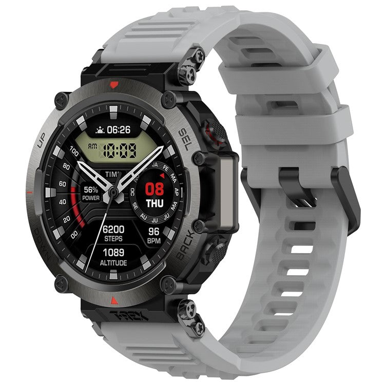 For Huami Amazfit T-rex Ultra A2142 Silicone Watch Strap Adjustable Wrist Band - Grey