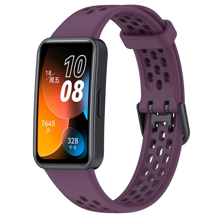 For Huawei Band 8 / Band 8 NFC / Band 9 / Band 9 NFC Watch Band Soft Silicone Breathable Strap Replacement - Dark Purple