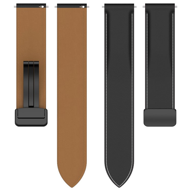 Watch Strap for Samsung Galaxy Watch3 45mm / Watch 46mm / Huawei Watch 4 , 22mm Genuine Cow Leather Band with Folding Buckle - Orange