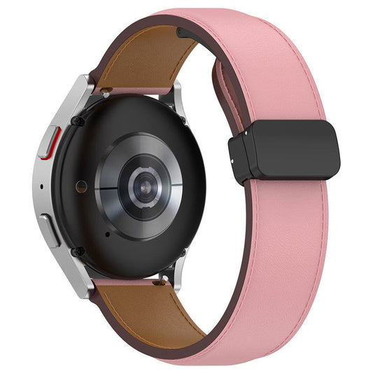 Watch Strap for Samsung Galaxy Watch3 45mm / Watch 46mm / Huawei Watch 4 , 22mm Genuine Cow Leather Band with Folding Buckle - Pink