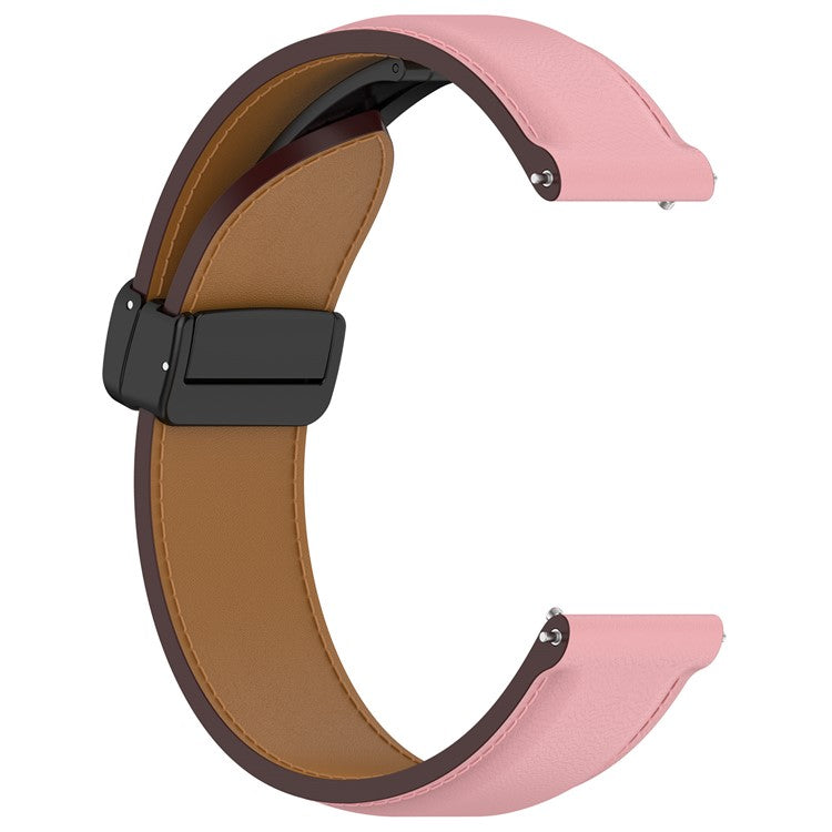 Watch Strap for Samsung Galaxy Watch3 45mm / Watch 46mm / Huawei Watch 4 , 22mm Genuine Cow Leather Band with Folding Buckle - Pink