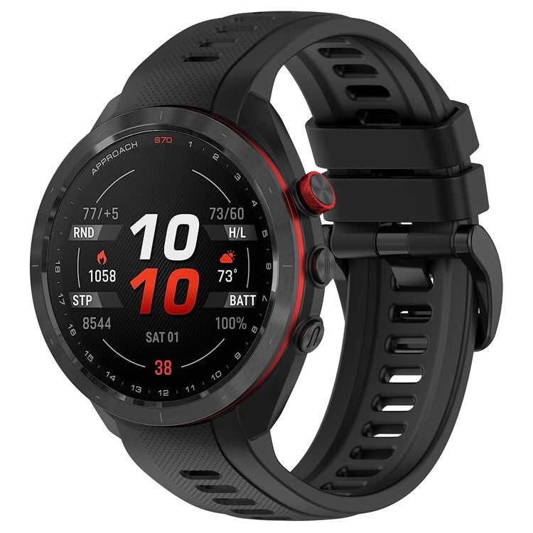 Watch Band for Garmin Approach S70 42mm , Soft Silicone Wristband Strap - Black