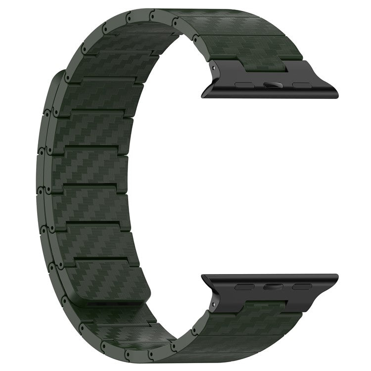 Magnetic Watch Band for Apple Watch Series 10 46mm / Ultra 2 Ultra 49mm /  Series 9 8 7 45mm / 6 5 4 SE (2023) SE (2022) SE 44mm / 3 2 1 42mm , AW Carbon Fiber Texture PC Strap - Green