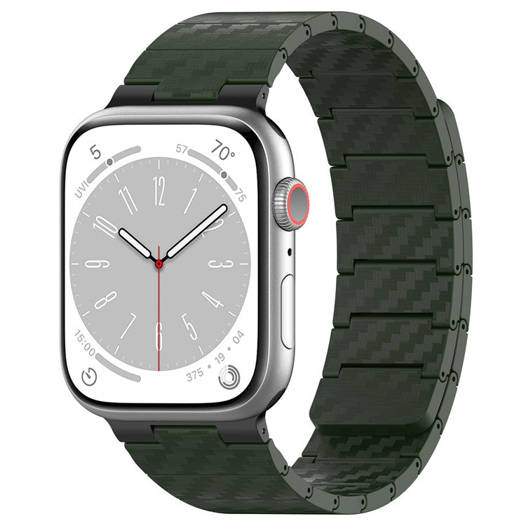 Magnetic Watch Band for Apple Watch Series 10 46mm / Ultra 2 Ultra 49mm /  Series 9 8 7 45mm / 6 5 4 SE (2023) SE (2022) SE 44mm / 3 2 1 42mm , AW Carbon Fiber Texture PC Strap - Green