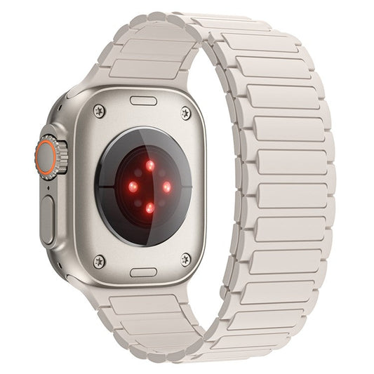 Magnetic Band for Apple Watch Series 10 42mm / 9 8 7 41mm / SE (2023) SE (2022) SE 6 5 4 40mm / 3 2 1 38mm AW Silicone Adjustable Strap - Starlight