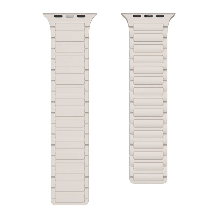 Silicone Watch Band for Apple Watch Series 10 46mm / Ultra 2 Ultra 49mm /  Series 9 8 7 45mm / 6 5 4 SE (2023) SE (2022) SE 44mm / 3 2 1 42mm , AW Magnetic Closure Wrist Strap - Starlight