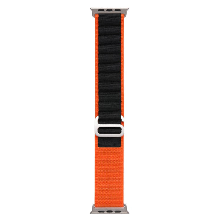For Apple Watch Series 10 46mm / Ultra 2 Ultra 49mm /  Series 9 8 7 45mm / 6 5 4 SE (2023) SE (2022) SE 44mm / 3 2 1 42mm AW Watch Strap Nylon Loop Adjustable Watch Band - Orange+Black