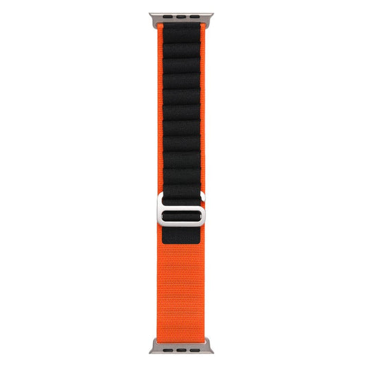 For Apple Watch Series 10 46mm / Ultra 2 Ultra 49mm /  Series 9 8 7 45mm / 6 5 4 SE (2023) SE (2022) SE 44mm / 3 2 1 42mm AW Watch Strap Nylon Loop Adjustable Watch Band - Orange+Black