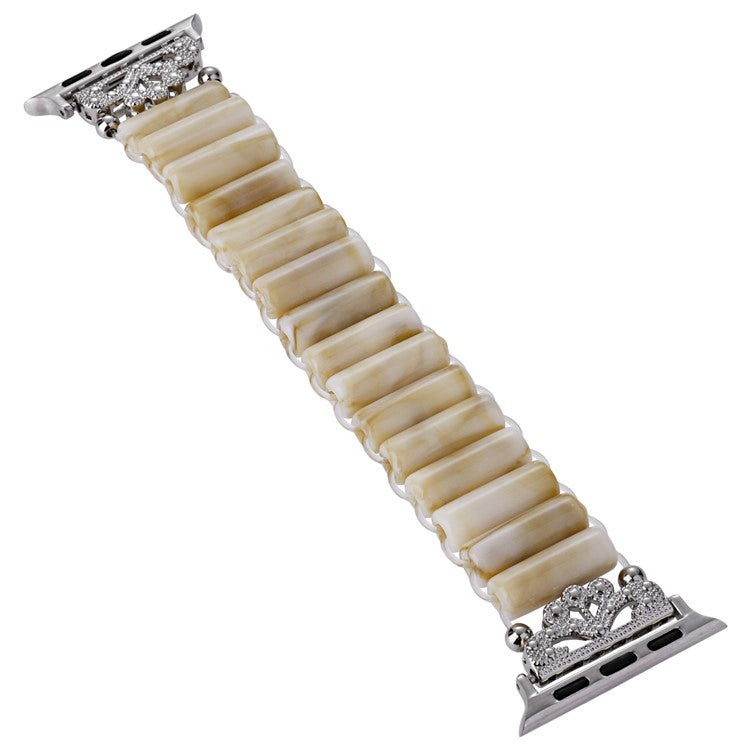Watch Band for Apple Watch Series 10 42mm / 9 8 7 41mm / SE (2023) SE (2022) SE 6 5 4 40mm / 3 2 1 38mm Tube Bead Resin Strap - Starlight