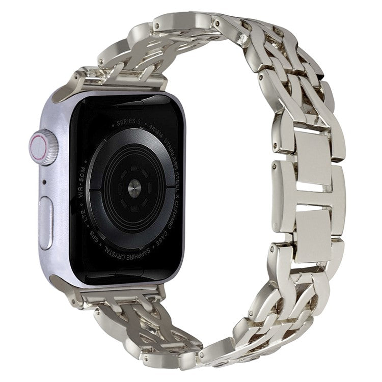 Watch Strap for Apple Watch Series 10 42mm / 9 8 7 41mm / SE (2023) SE (2022) SE 6 5 4 40mm / 3 2 1 38mm Rhinestone Watch Band Double X Alloy Wrist Strap - Starlight