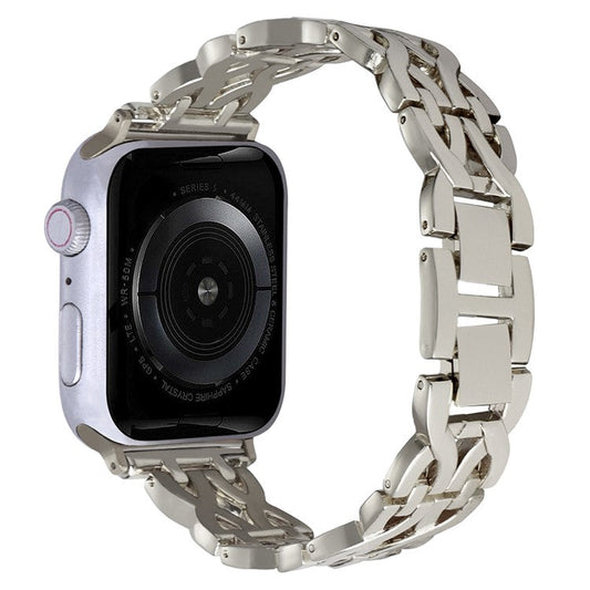 Watch Strap for Apple Watch Series 10 42mm / 9 8 7 41mm / SE (2023) SE (2022) SE 6 5 4 40mm / 3 2 1 38mm Rhinestone Watch Band Double X Alloy Wrist Strap - Starlight