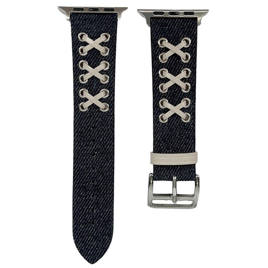Watch Strap for Apple Watch Series 10 42mm / 9 8 7 41mm / SE (2023) SE (2022) SE 6 5 4 40mm / 3 2 1 38mm Canvas Nylon X Decor Watch Band - Black
