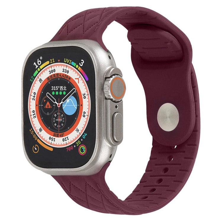 Watch Strap for Apple Watch Series 10 42mm / 9 8 7 41mm / SE (2023) SE (2022) SE 6 5 4 40mm / 3 2 1 38mm Replacement Watch Strap Textured Silicone Watchband - Wine Red