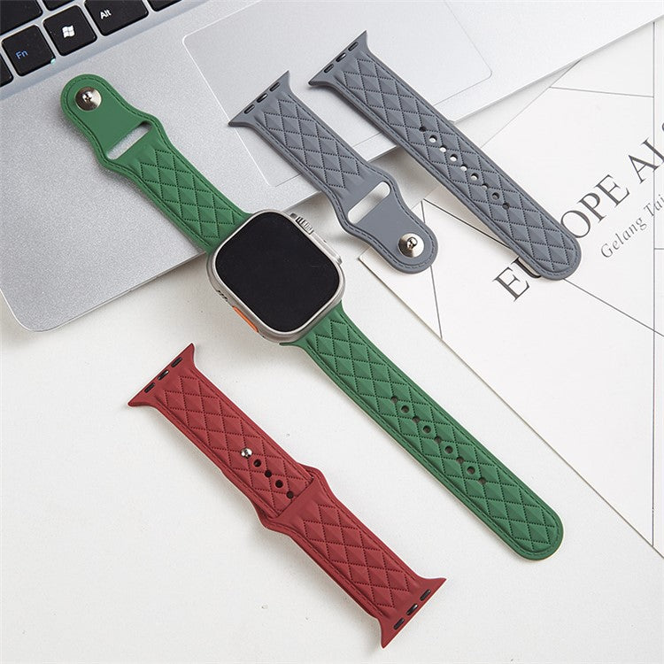 Watch Strap for Apple Watch Series 10 42mm / 9 8 7 41mm / SE (2023) SE (2022) SE 6 5 4 40mm / 3 2 1 38mm Replacement Watch Strap Textured Silicone Watchband - Wine Red