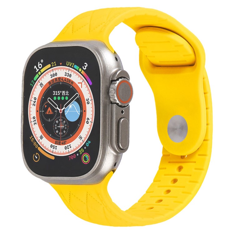 Watch Strap for Apple Watch Series 10 42mm / 9 8 7 41mm / SE (2023) SE (2022) SE 6 5 4 40mm / 3 2 1 38mm Replacement Watch Strap Textured Silicone Watchband - Yellow
