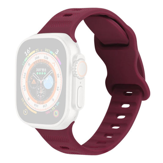 Watch Strap for Apple Watch Series 10 42mm / 9 8 7 41mm / SE (2023) SE (2022) SE 6 5 4 40mm / 3 2 1 38mm Silicone Watch Band Butterfly Buckle Wrist Strap - Wind Red