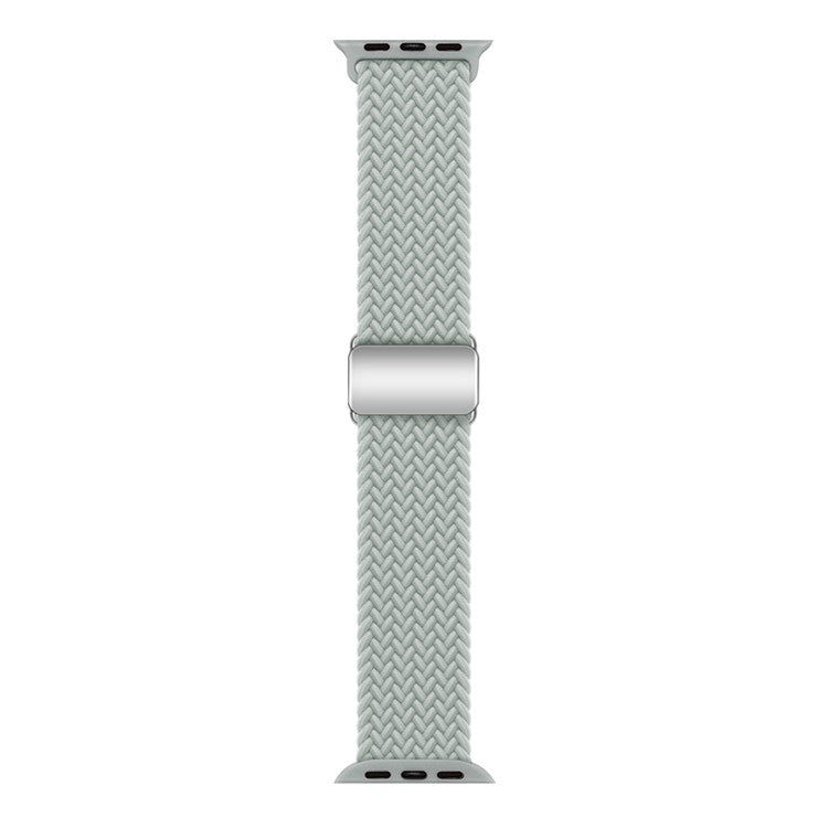 For Apple Watch Series 10 46mm / Ultra 2 Ultra 49mm /  Series 9 8 7 45mm / 6 5 4 SE (2023) SE (2022) SE 44mm / 3 2 1 42mm Nylon Braided Watch Band Magnetic Buckle Wrist Strap - Light Grey