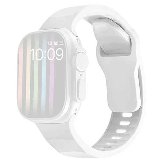 Watch Strap for Apple Watch Series 10 42mm / 9 8 7 41mm / SE (2023) SE (2022) SE 6 5 4 40mm / 3 2 1 38mm Silicone Watchband Wavy Watch Strap with Square Buckle - White